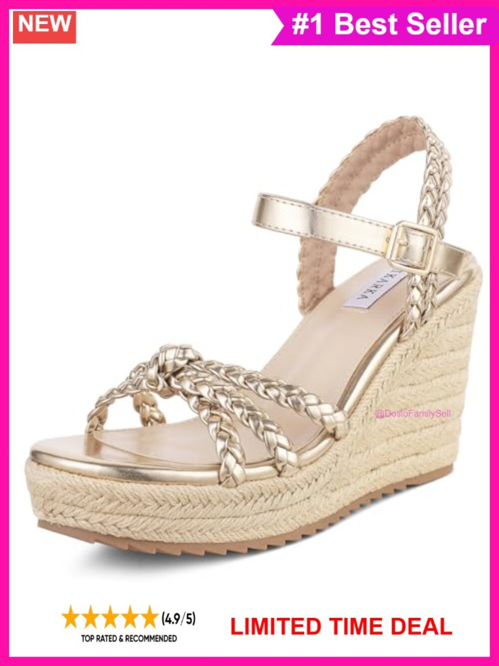 Women's Espadrille Wedge Platform Sandal Open Toe Braided Ankle Strap
